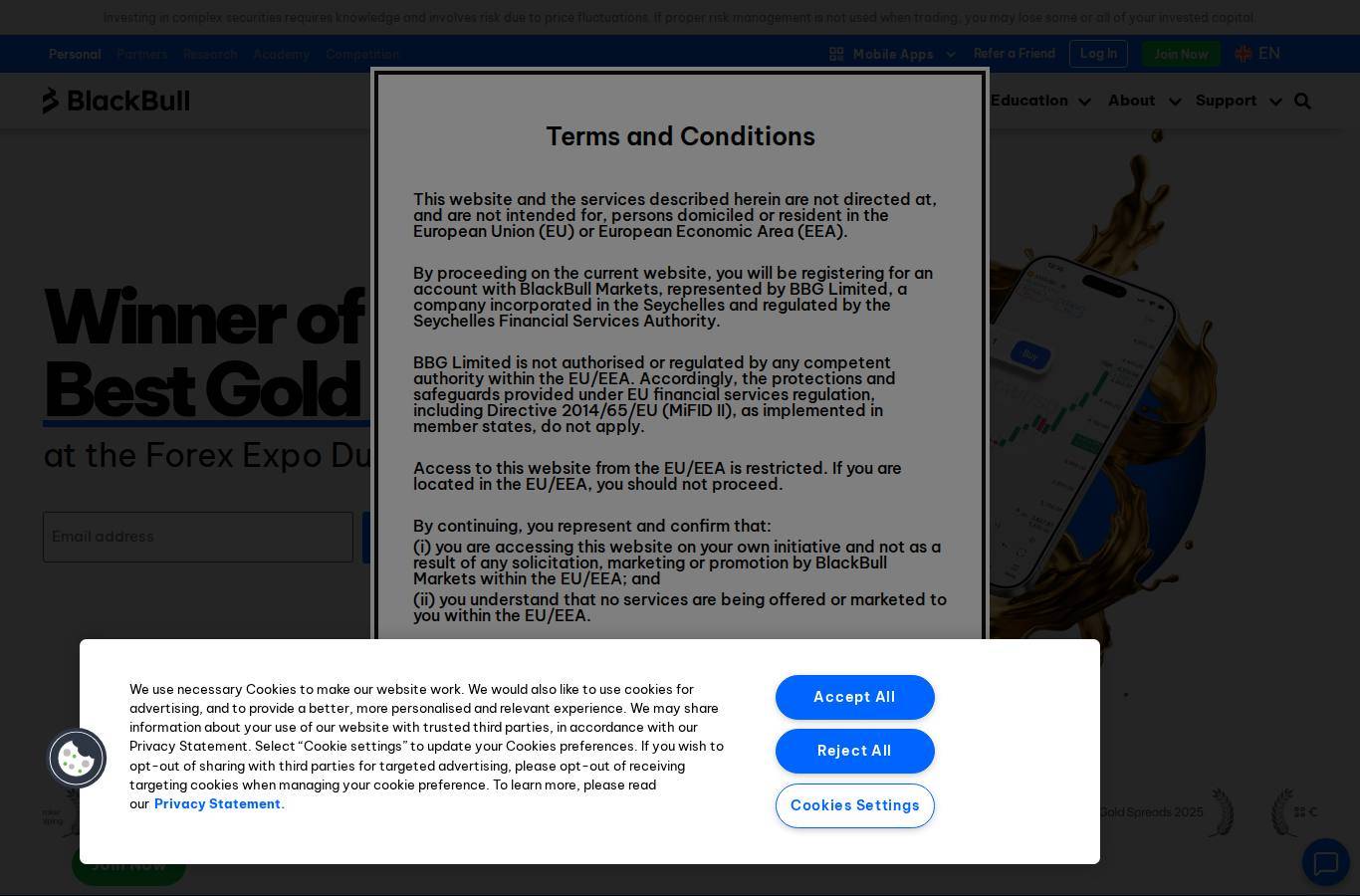Screenshot of the BlackBull Markets website