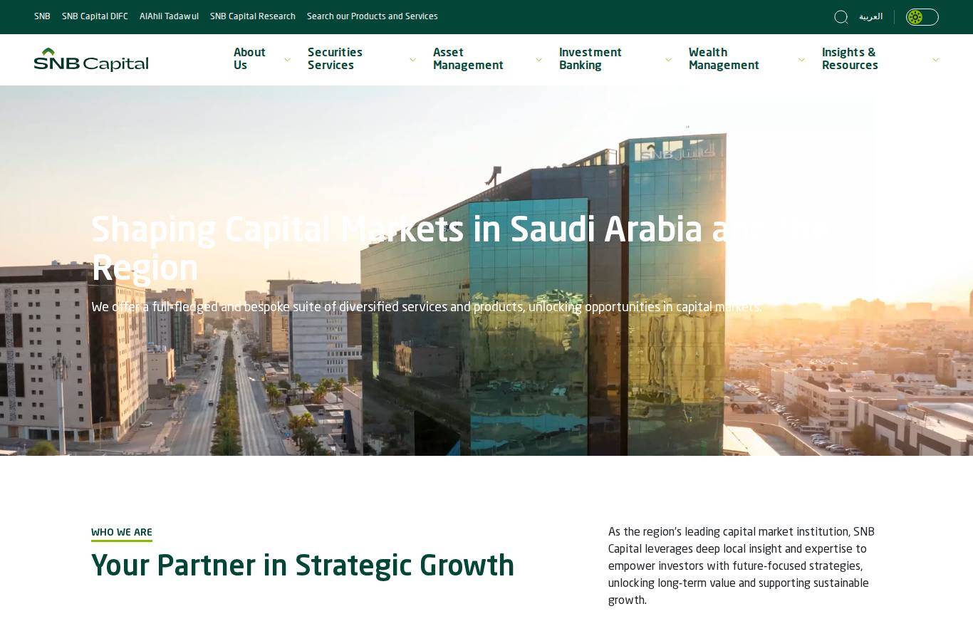 Screenshot of the SNB Capital website